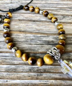 Yellow Tiger's Eye with Swarovski Crystal Cross