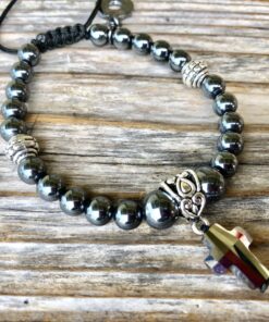 Hematite with Black Swarovski Crystal Cross