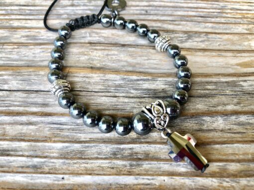 Hematite with Black Swarovski Crystal Cross