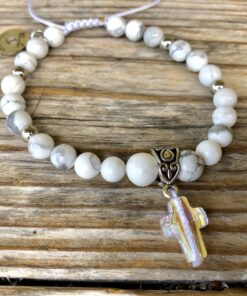 White Howlite with AB Swarovski Crystal Cross