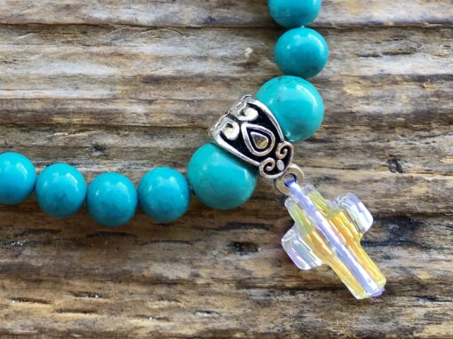Green Turquoise with AB Swarovski Crystal Cross - Image 3