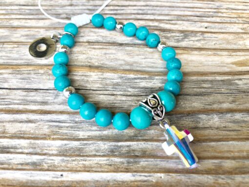 Green Turquoise with AB Swarovski Crystal Cross