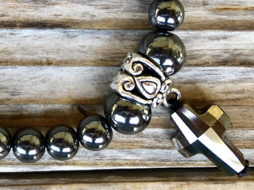 Hematite with Black Swarovski Crystal Cross - Image 3