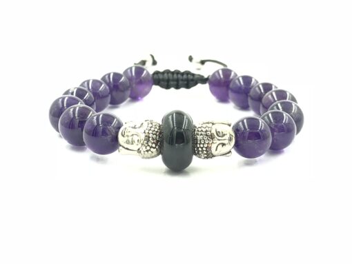 Silver Buddha head with Amethyst - Image 2