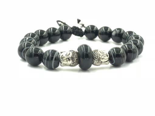 Silver Buddha head with Zebra Agate - Image 2