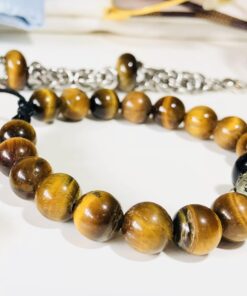Silver Buddha head with Yellow Tigers Eye