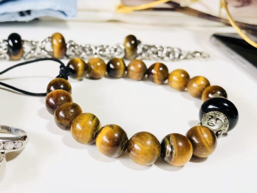 Silver Buddha head with Yellow Tigers Eye