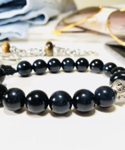 Silver Buddha head Blue Tigers Eye