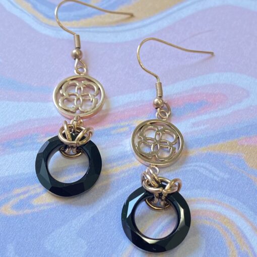 Cosmic Earrings Black Jet