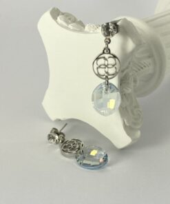 Light Blue Crystal Leaf Earrings