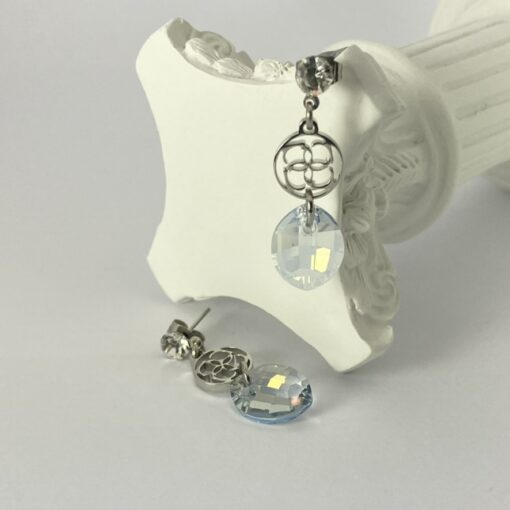 Light Blue Crystal Leaf Earrings